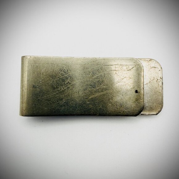 Vintage Turquoise Leaf Motif Money Clip Silver Tone 1.75" - Picture 2 of 2